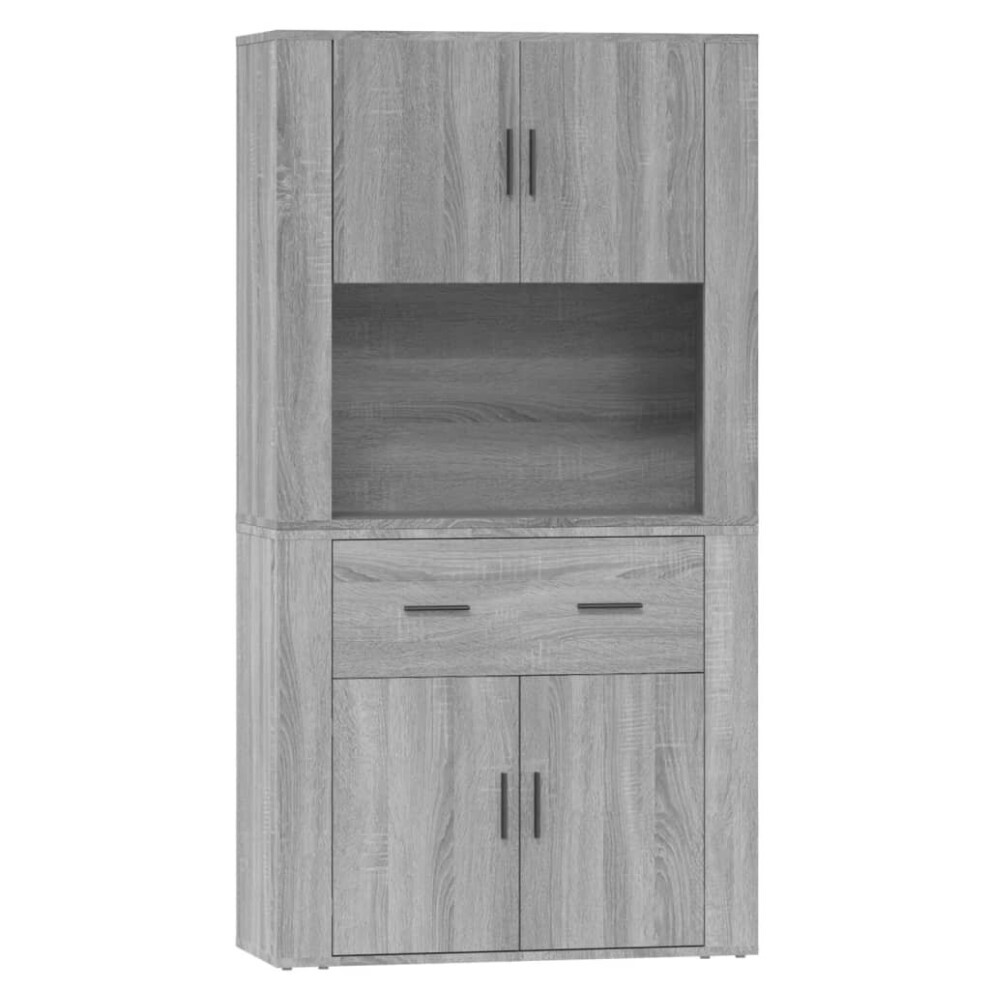 Vidaxl Highboard Sonoma Engineered Wood Cupboard Sideboard Side Cabinet Grey