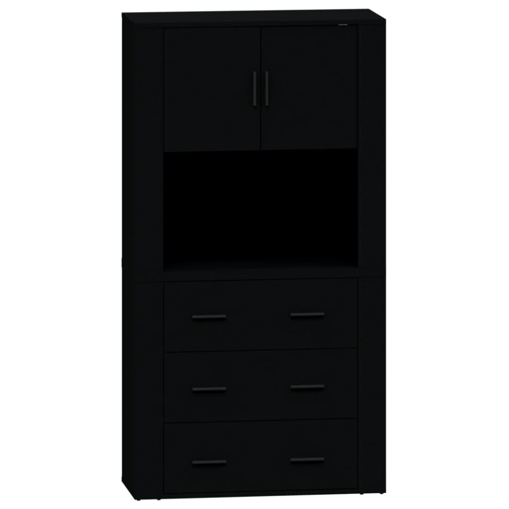 vidaXL Highboard Black Engineered Wood Cupboard Sideboard Storage Cabinet