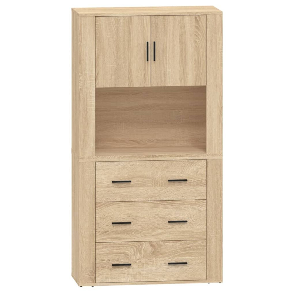 Vidaxl Highboard Sonoma Oak Engineered Wood Cupboard Sideboard Storage Cabinet