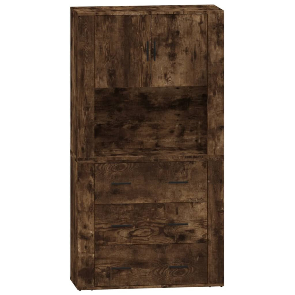 Vidaxl Highboard Smoked Oak Engineered Wood Cupboard Sideboard Storage Cabinet