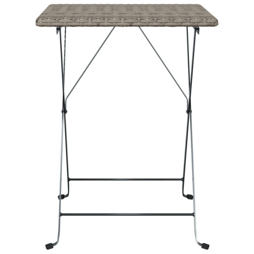 VidaXL vidaXL Folding Bistro Table Grey 55x54x71 cm Poly Rattan Picnic Dining Table 2
