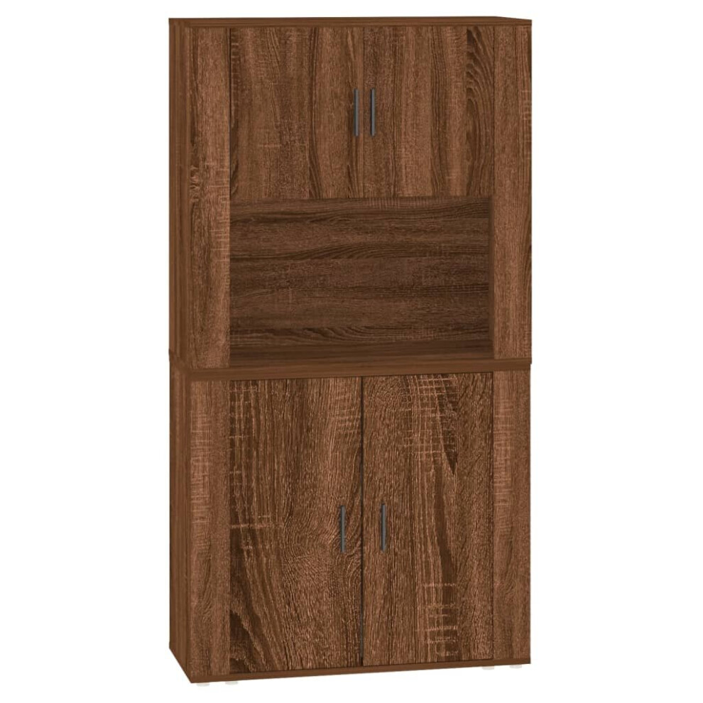 vidaXL Highboard Brown Oak Engineered Wood Cupboard Sideboard Storage Cabinet