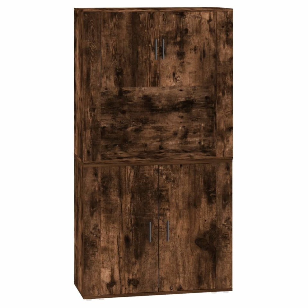 Vidaxl Highboard Smoked Oak Engineered Wood Cupboard Sideboard Storage Cabinet