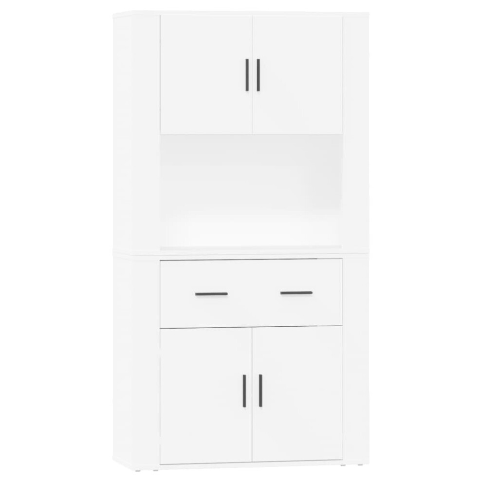 vidaXL Highboard White Engineered Wood Cupboard Sideboard Storage Cabinet