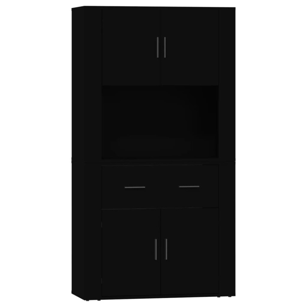 vidaXL Highboard Black Engineered Wood Cupboard Sideboard Storage Cabinet