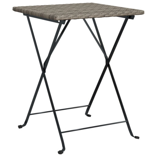 VidaXL vidaXL Folding Bistro Table Grey 55x54x71 cm Poly Rattan Picnic Dining Table