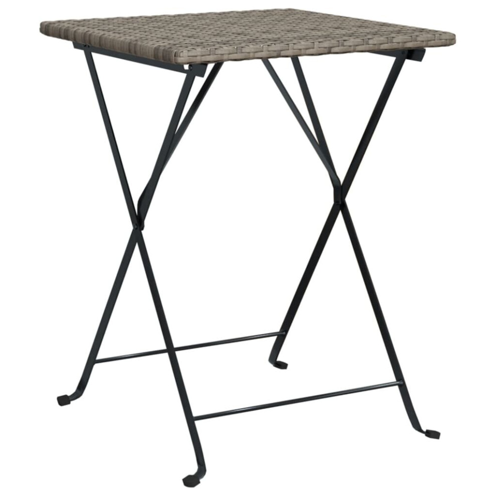 Vidaxl Folding Bistro Table Grey 55X54x71 Cm Poly Rattan Picnic Dining Table