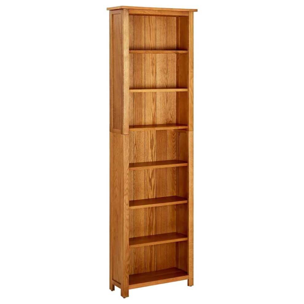 Vidaxl Solid Oak 7-Tier Bookcase - Rustic Oak Display Shelf, 60X22x200 Cm, Living Room