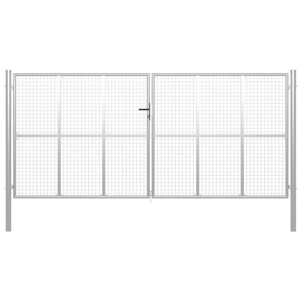 Vidaxl Garden Gate Galvanised Steel 415X225cm Silver Fence Door Patio Gate