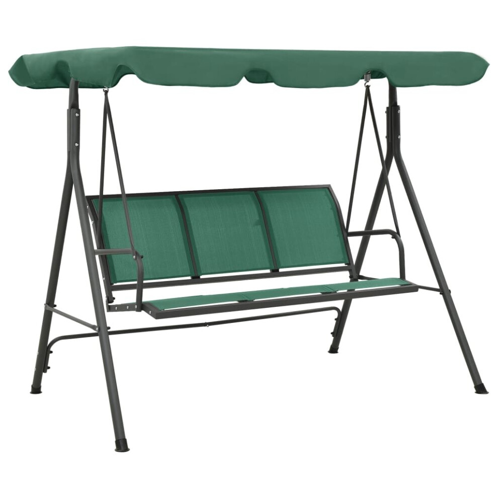 vidaXL Garden Swing Bench Green 170 cm Textilene and Steel 3-Seater Bench