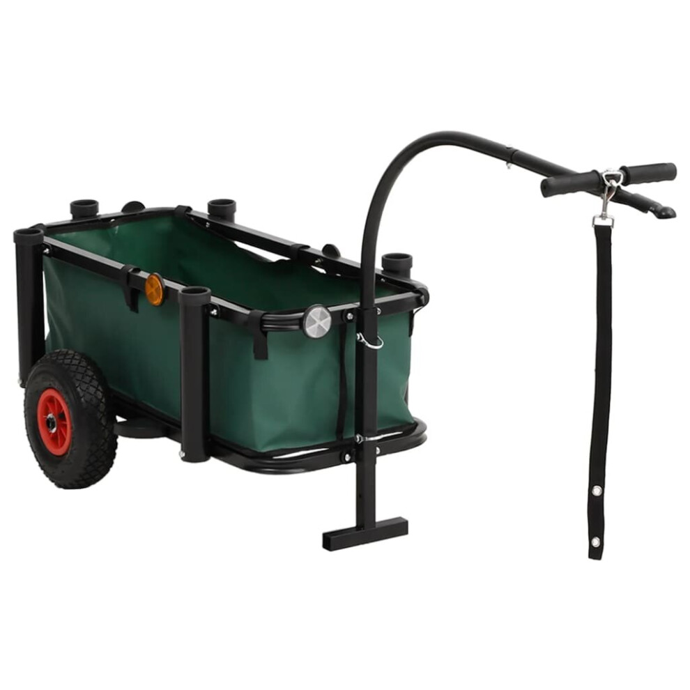 Vidaxl (With Bag) Fishing Trolley Outdoor Beach Wagon Hand Cart Bike Trailer Black Steel