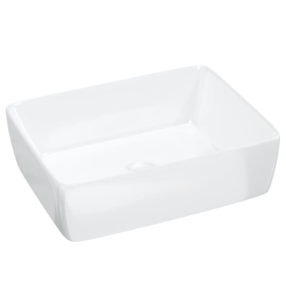 vidaXL Wash Basin Countertop Wash Sink Cloakroom Basin White Ceramic Rectangle