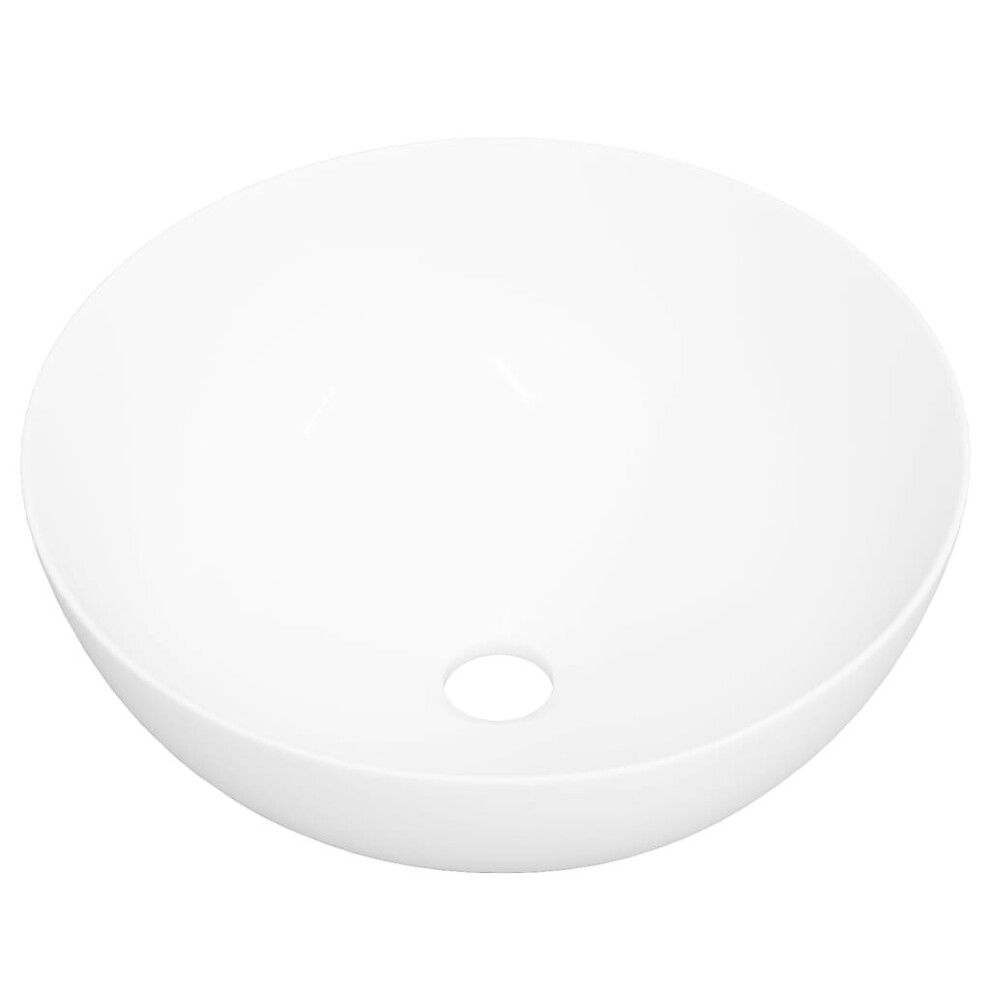 vidaXL Wash Basin Countertop Wash Sink Cloakroom Basin White Ceramic Round