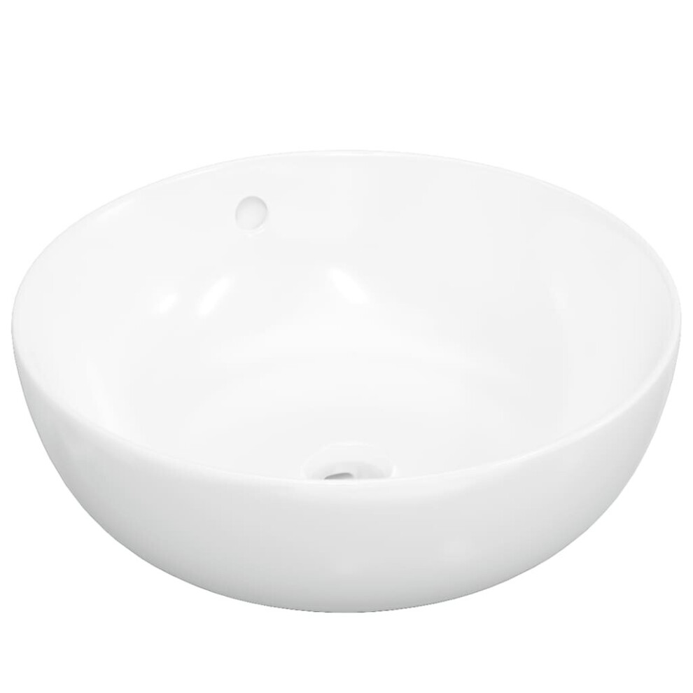 vidaXL Wash Basin Countertop Wash Sink Cloakroom Basin White Ceramic Round