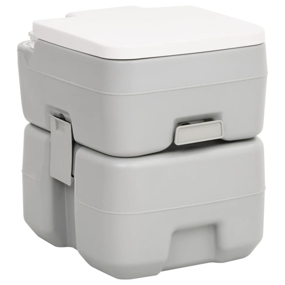 vidaXL Portable Camping Toilet Portable Toilet Grey And White 20+10 L HDPE