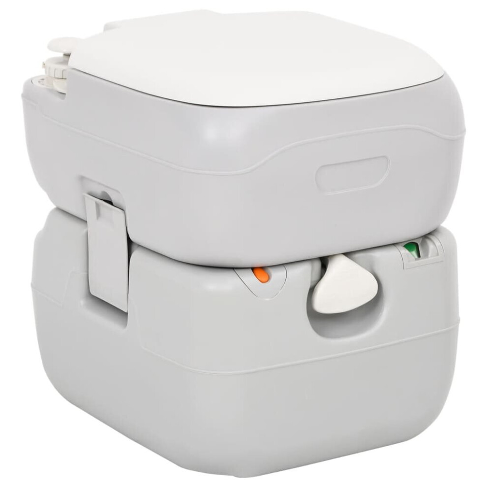 vidaXL Portable Camping Toilet Portable Toilet Grey and White 22+12 L HDPE