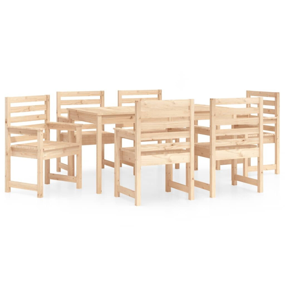 (natural pine) vidaXL Garden Dining Set Outdoor Table and Chair Set 7 Piece Solid Wood Pine