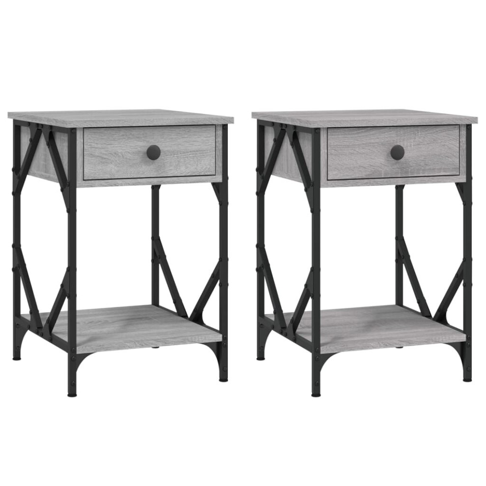 (grey sonoma, 2 pcs) vidaXL Bedside Cabinets Side Table Nightstand Bed Cabinet Engineered Wood