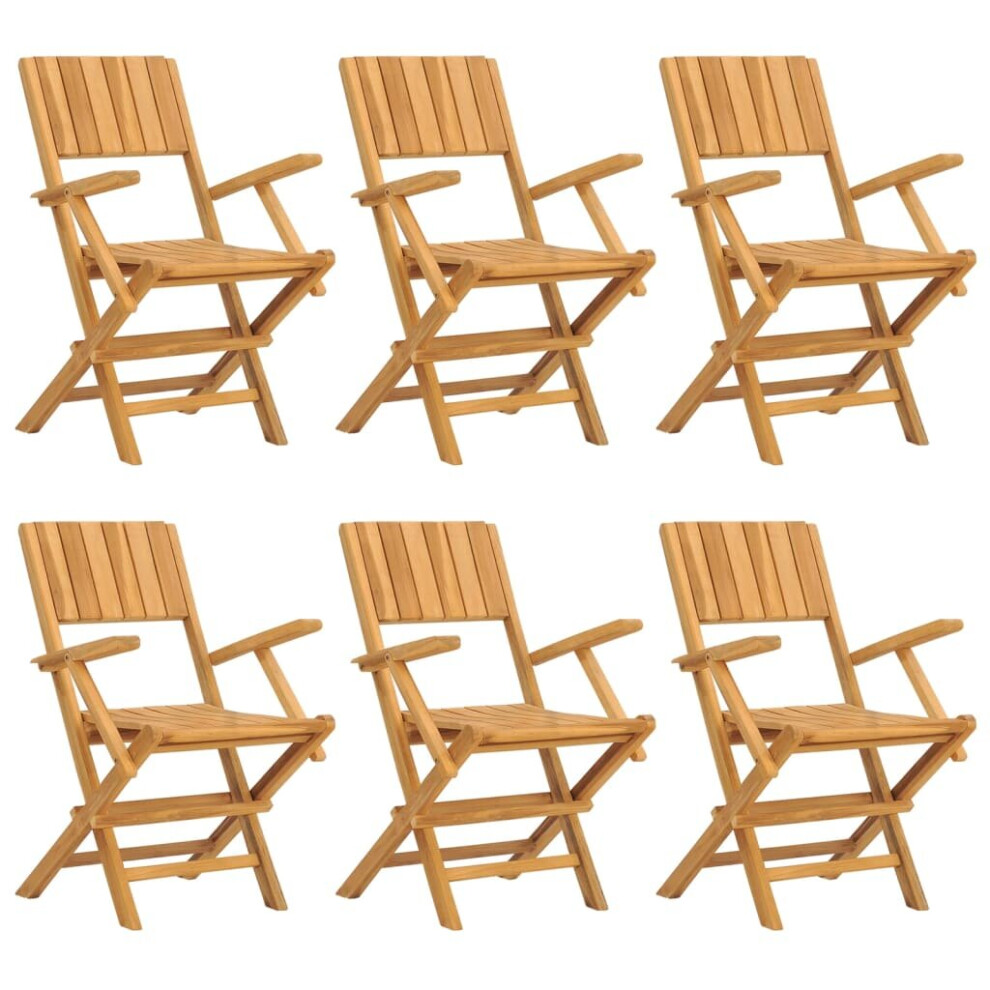 (6 pcs, with armrest) vidaXL Folding Garden Chairs Outdoor Chair Patio Wooden Chair Solid Wood Teak