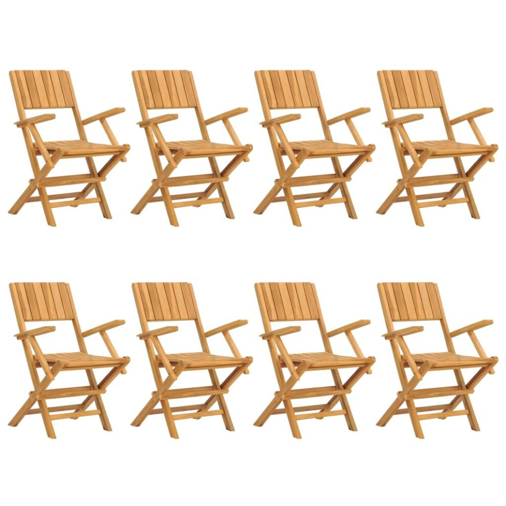 Vidaxl (8 Pcs, With Armrest) Folding Garden Chairs Outdoor Chair Patio Wooden Chair Solid Wood Teak