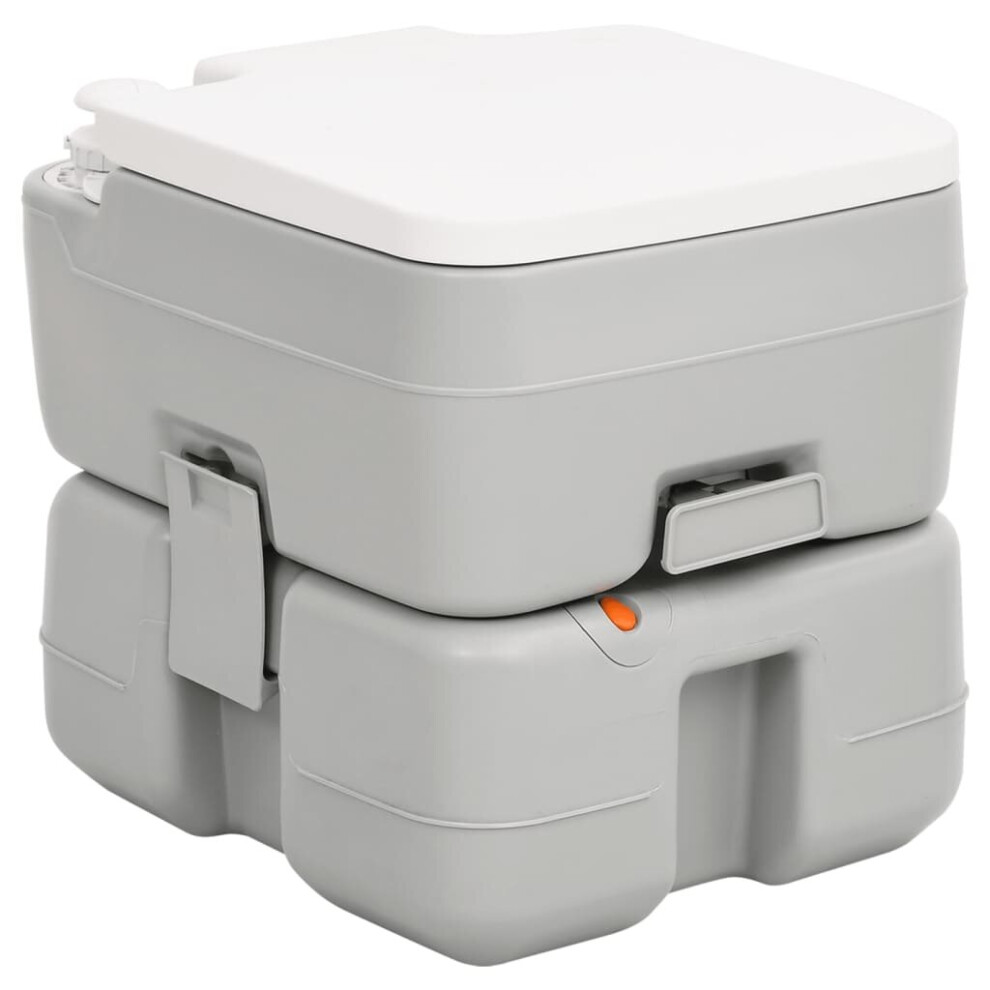 (41.5 x 36.5 x 37.5 cm) vidaXL Portable Camping Toilet Portable Toilet Grey and White 15+10 L HDPE