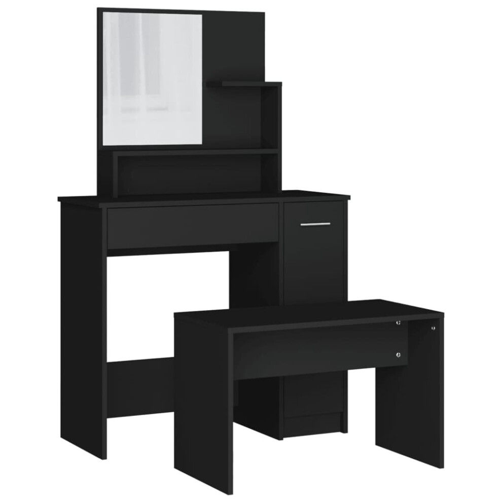 vidaXL Dressing Table Set Dressing Table Set Vanity Makeup Table Stool Black