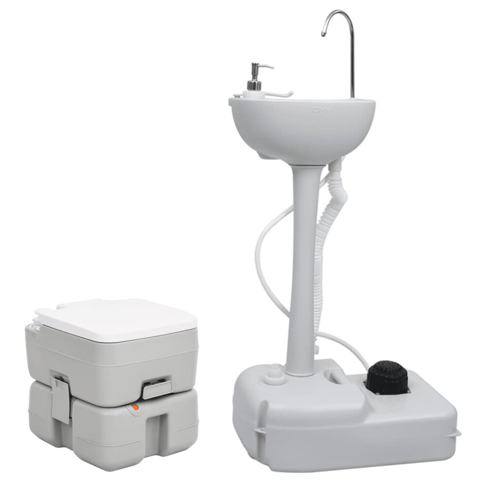 (41.5 x 36.5 x 37.5 cm) vidaXL Portable Camping Toilet and Handwash Stand Set Mobile Toilet Water Tank