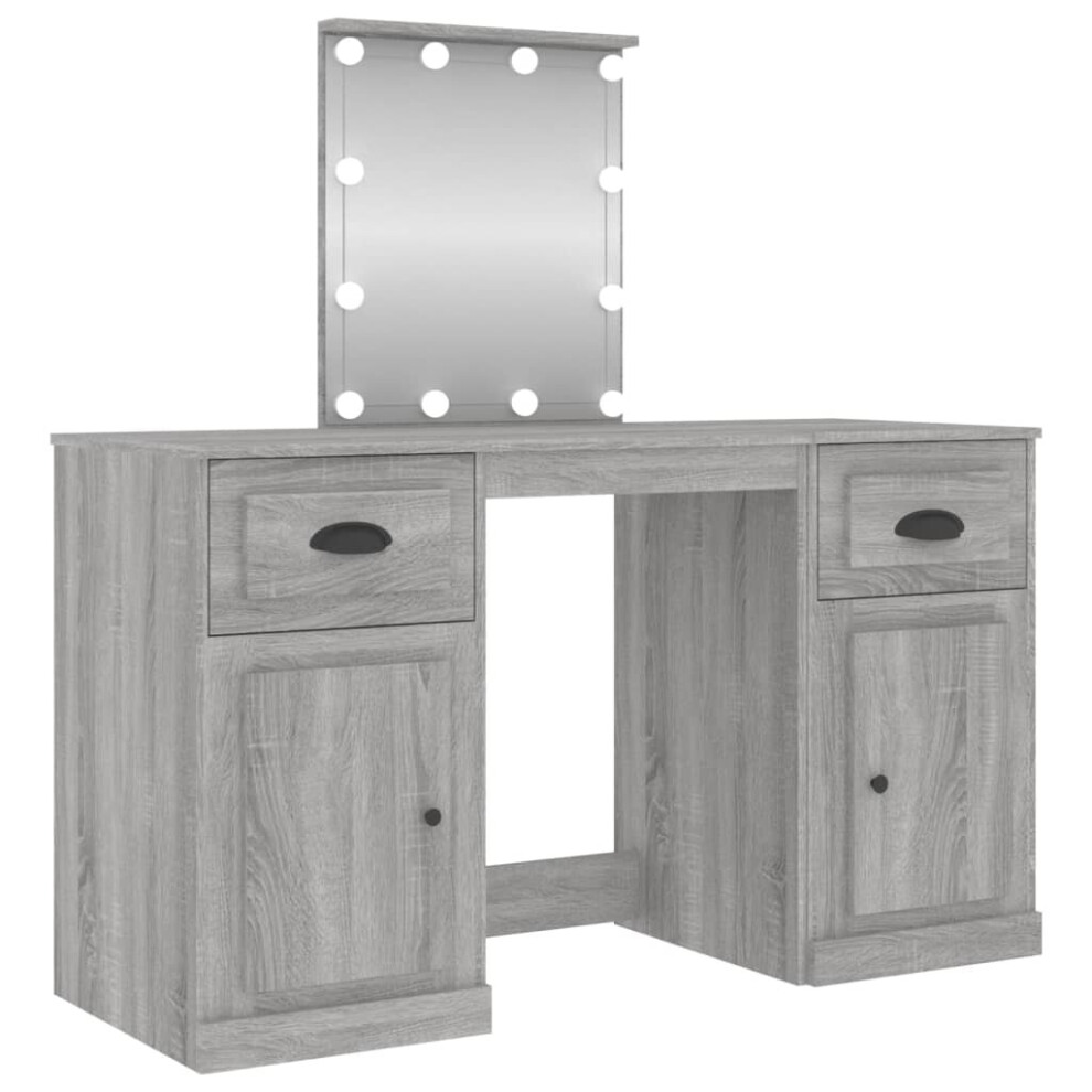 (grey sonoma) vidaXL Dressing Table Bedroom Makeup Desk Vanity Desk Cosmetic Table with LED