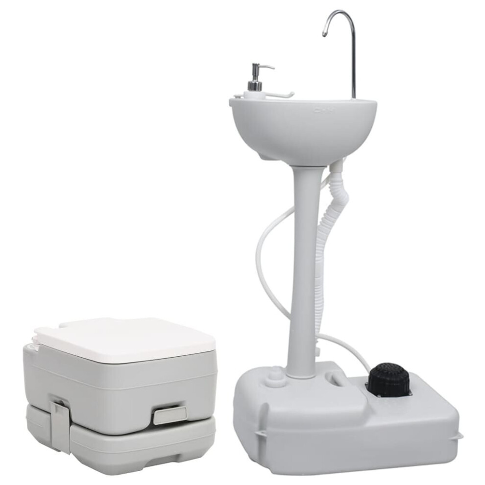 (41.5 x 36.5 x 30 cm) vidaXL Portable Camping Toilet and Handwash Stand Set Mobile Toilet Water Tank