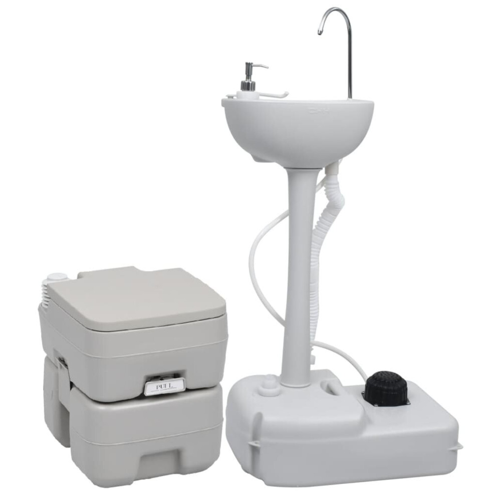 (41.5 x 36.5 x 42.5 cm) vidaXL Portable Camping Toilet and Handwash Stand Set Mobile Toilet Water Tank