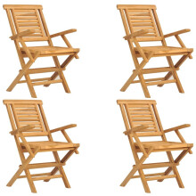 (4 pcs, with armrest) vidaXL Folding Garden Chairs Outdoor Chair Patio Wooden Chair Solid Wood Teak