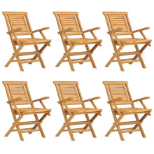 (6 pcs, with armrest) vidaXL Folding Garden Chairs Outdoor Chair Patio Wooden Chair Solid Wood Teak