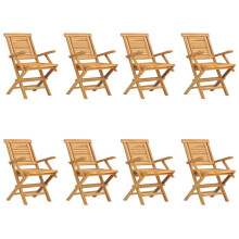 (8 pcs, with armrest) vidaXL Folding Garden Chairs Outdoor Chair Patio Wooden Chair Solid Wood Teak