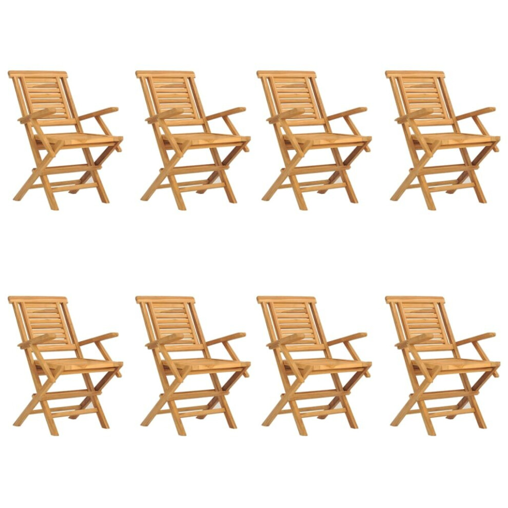 Vidaxl (8 Pcs, With Armrest) Folding Garden Chairs Outdoor Chair Patio Wooden Chair Solid Wood Teak