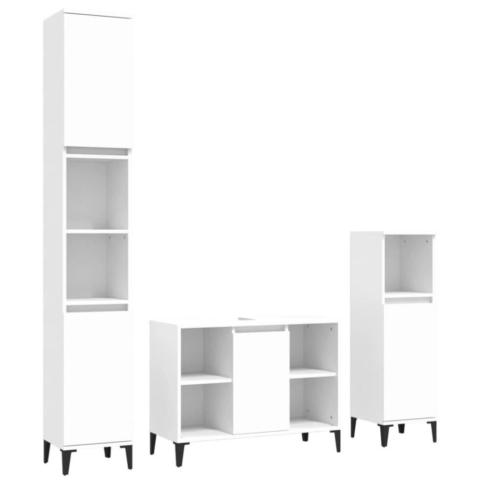 (white) vidaXL Bathroom Furniture Set Washroom Vanity Unit 3 Piece Engineered Wood