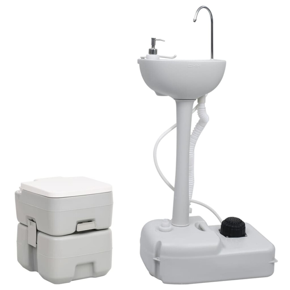 (41.5 x 36.5 x 42 cm + 50.5 x 33 x 103 cm) vidaXL Portable Camping Toilet and Handwash Stand Set Mobile Toilet Water Tank