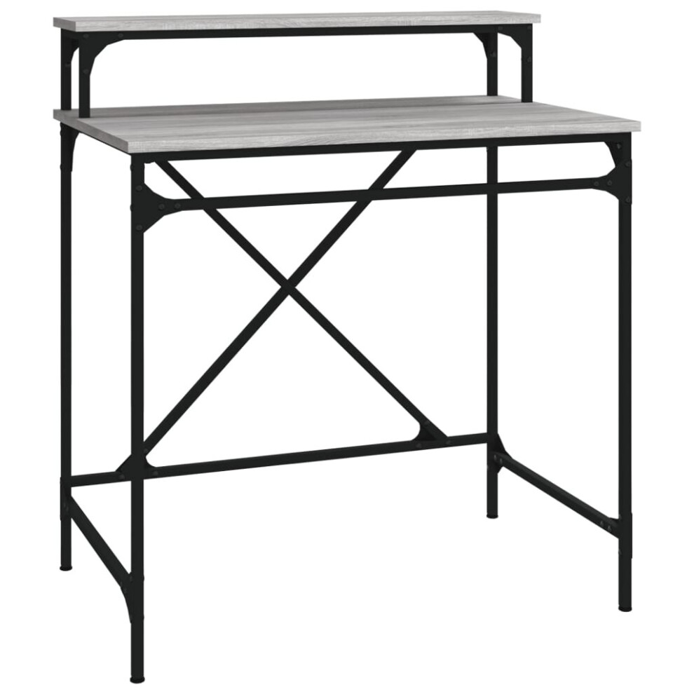 Vidaxl (Grey Sonoma, 80X50x90 Cm) Desk Computer Table Office Work Desk Black Engineered Wood And Iron