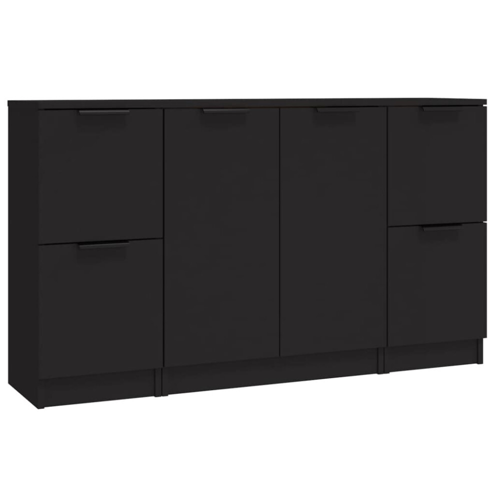 vidaXL 3x Sideboards Black Engineered Wood Cabinet Cupboard Home Organiser