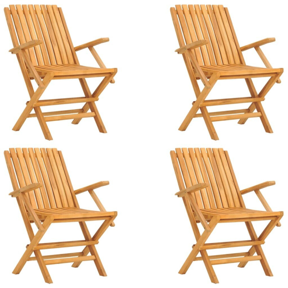 (4 pcs, with armrest) vidaXL Folding Garden Chairs Outdoor Chair Patio Wooden Chair Solid Wood Teak