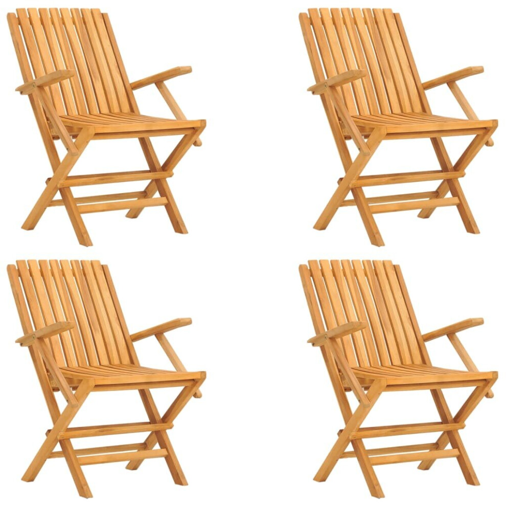 Vidaxl (4 Pcs, With Armrest) Folding Garden Chairs Outdoor Chair Patio Wooden Chair Solid Wood Teak
