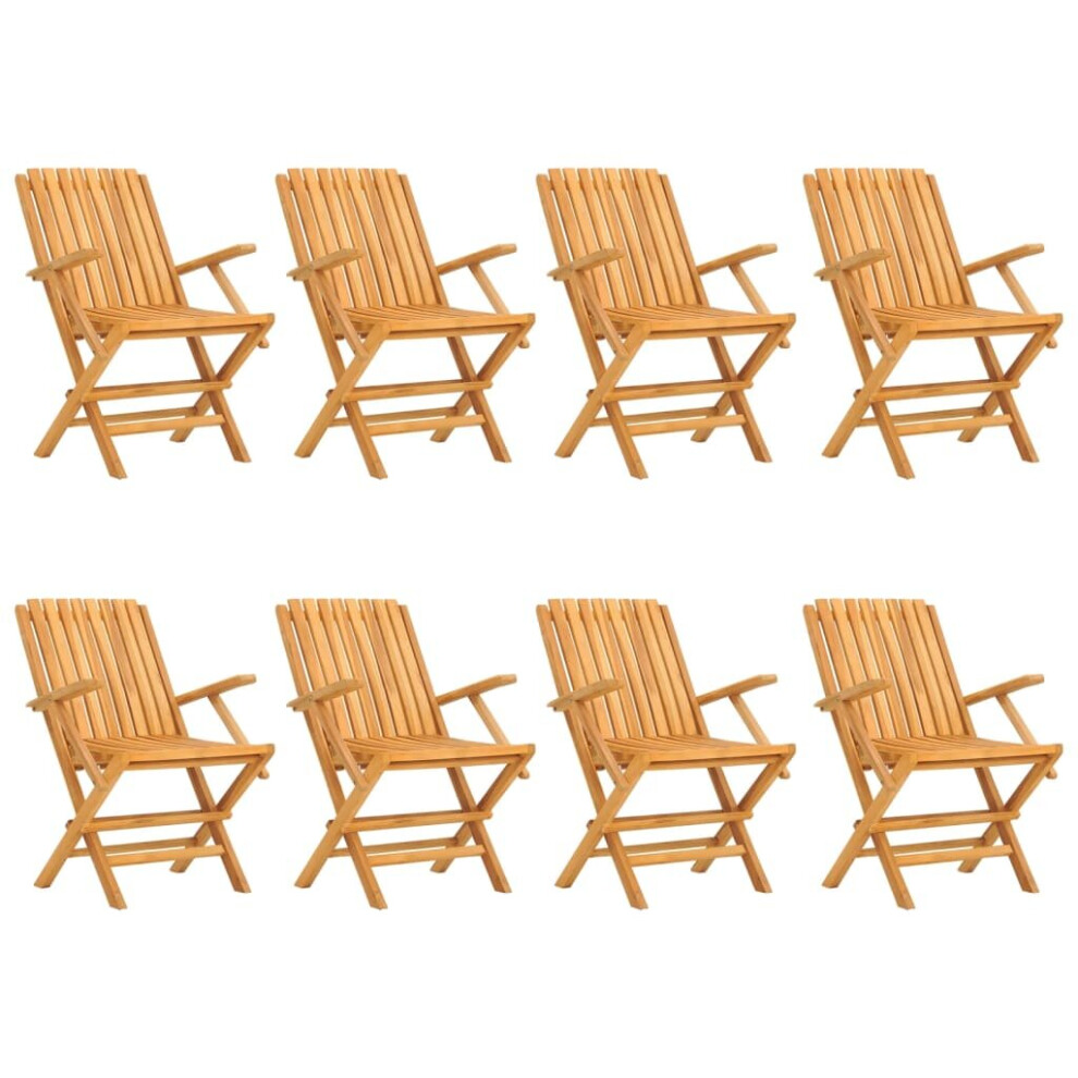 (8 pcs, with armrest) vidaXL Folding Garden Chairs Outdoor Chair Patio Wooden Chair Solid Wood Teak