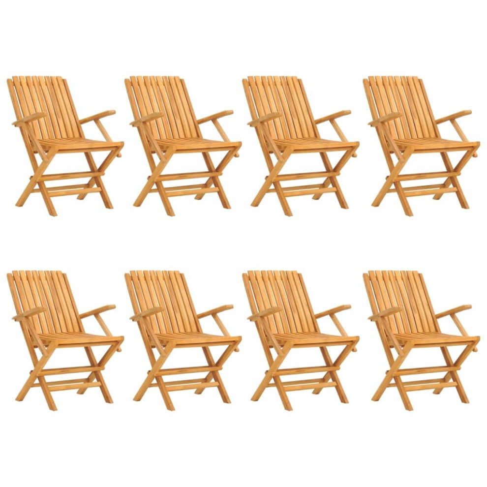 Vidaxl (8 Pcs, With Armrest) Folding Garden Chairs Outdoor Chair Patio Wooden Chair Solid Wood Teak