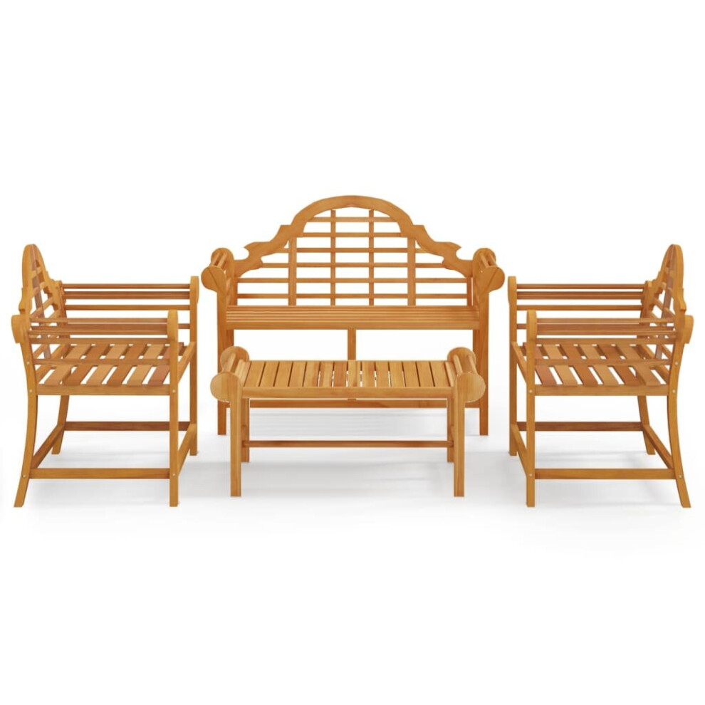 Vidaxl Garden Lounge Set 4 Piece Solid Wood Teak Wooden Table Chair Patio Set