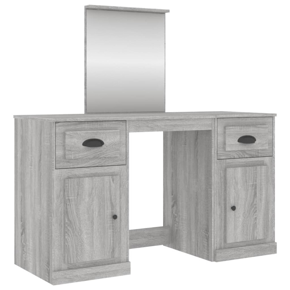Vidaxl (Grey Sonoma) Dressing Table Cosmetic Vanity Desk Makeup Table Bedroom With Mirror