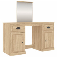 (sonoma oak) vidaXL Dressing Table Cosmetic Vanity Desk Makeup Table Bedroom with Mirror