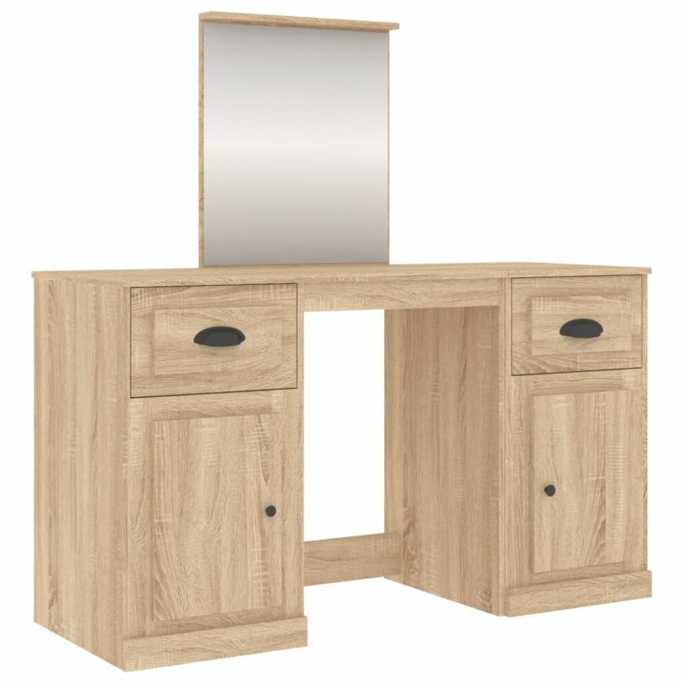 Vidaxl (Sonoma Oak) Dressing Table Cosmetic Vanity Desk Makeup Table Bedroom With Mirror