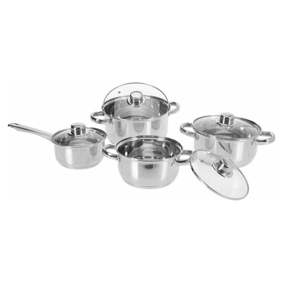 Excellent Houseware Pot Set Cookware Set Sauce Pan 8 Piece Stainless Steel