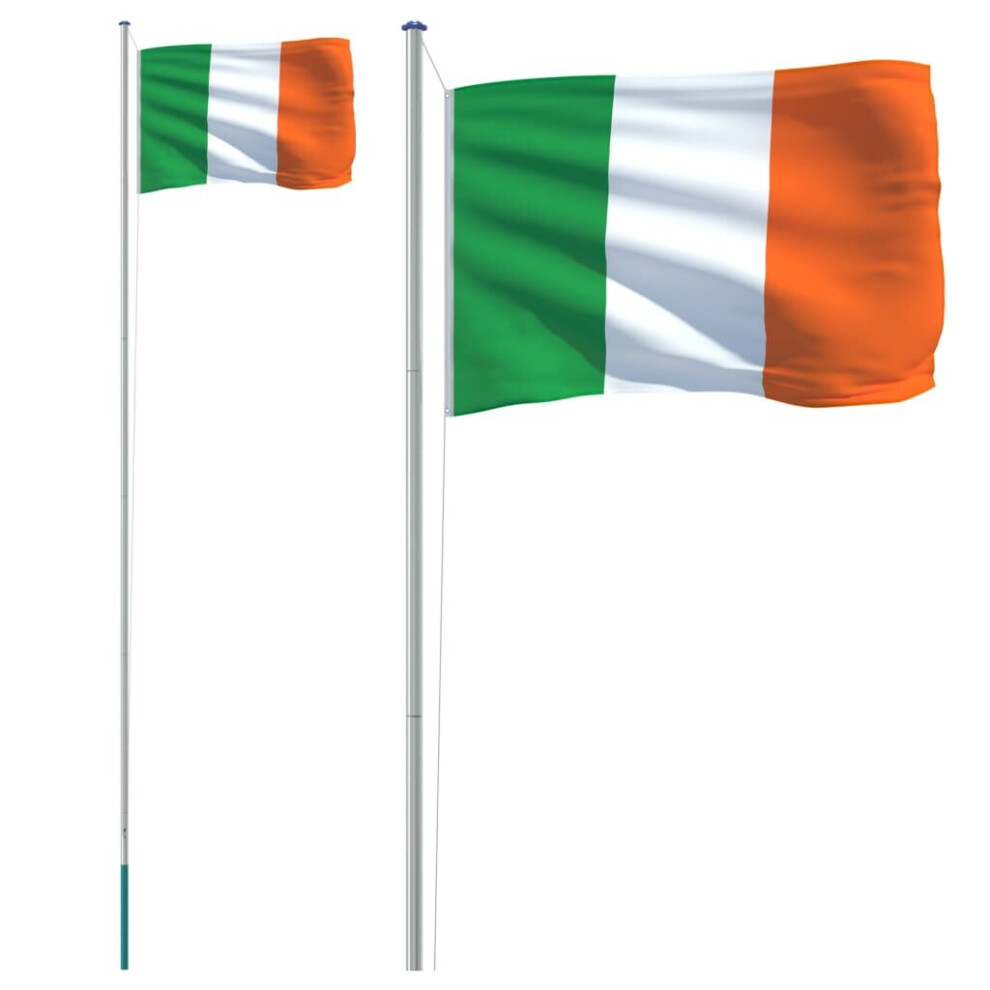 vidaXL Ireland Flag and Pole 6.23 m Aluminium Outdoor Garden Camper Flag Pole