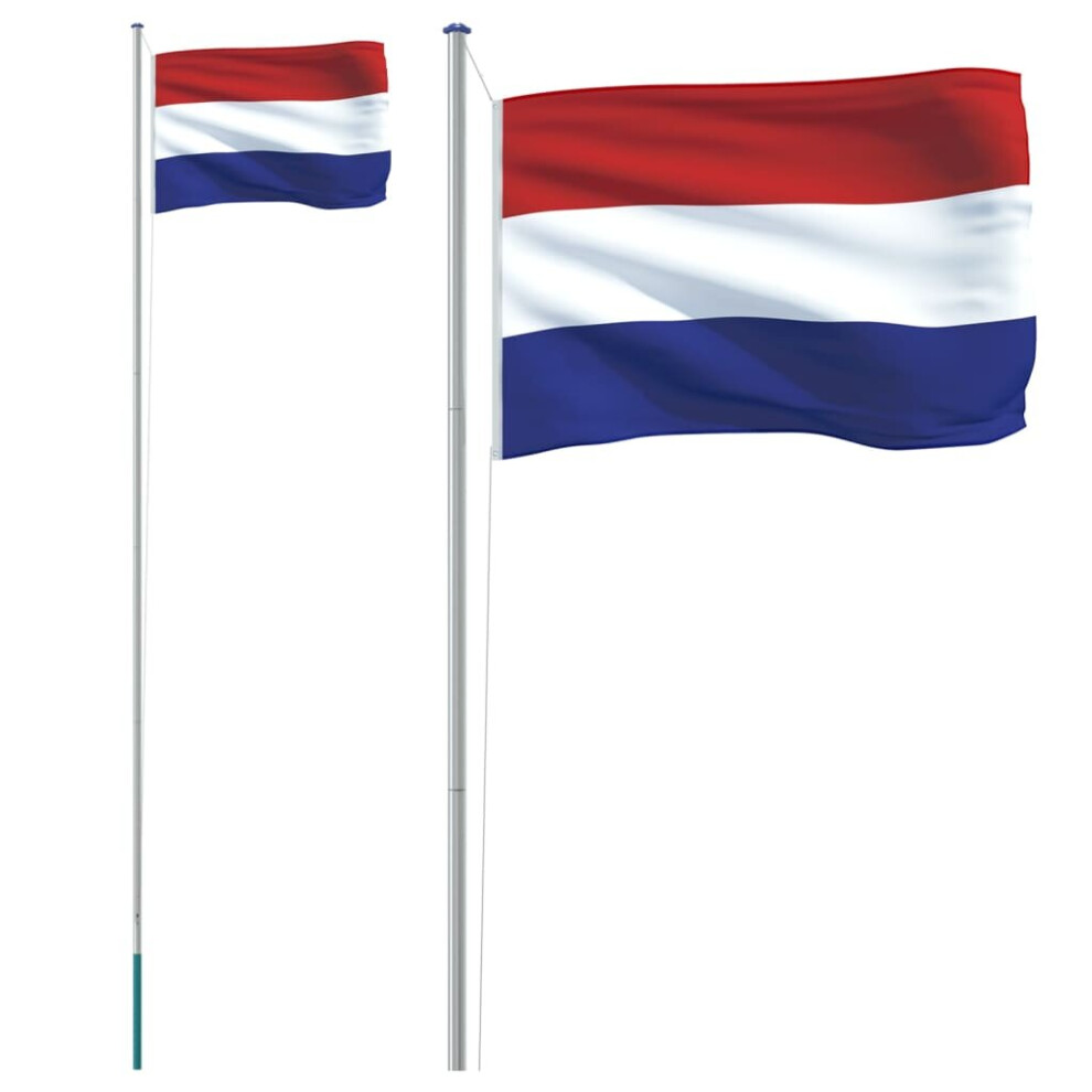 vidaXL Netherlands Flag and Pole 6.23 m Aluminium Dutch Holland Flag Pole