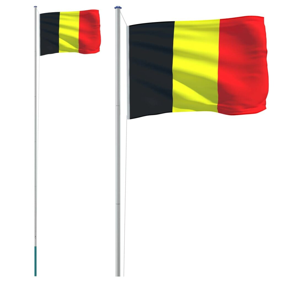 vidaXL Belgium Flag and Pole 6.23 m Aluminium Outdoor Garden Camper Flag Pole